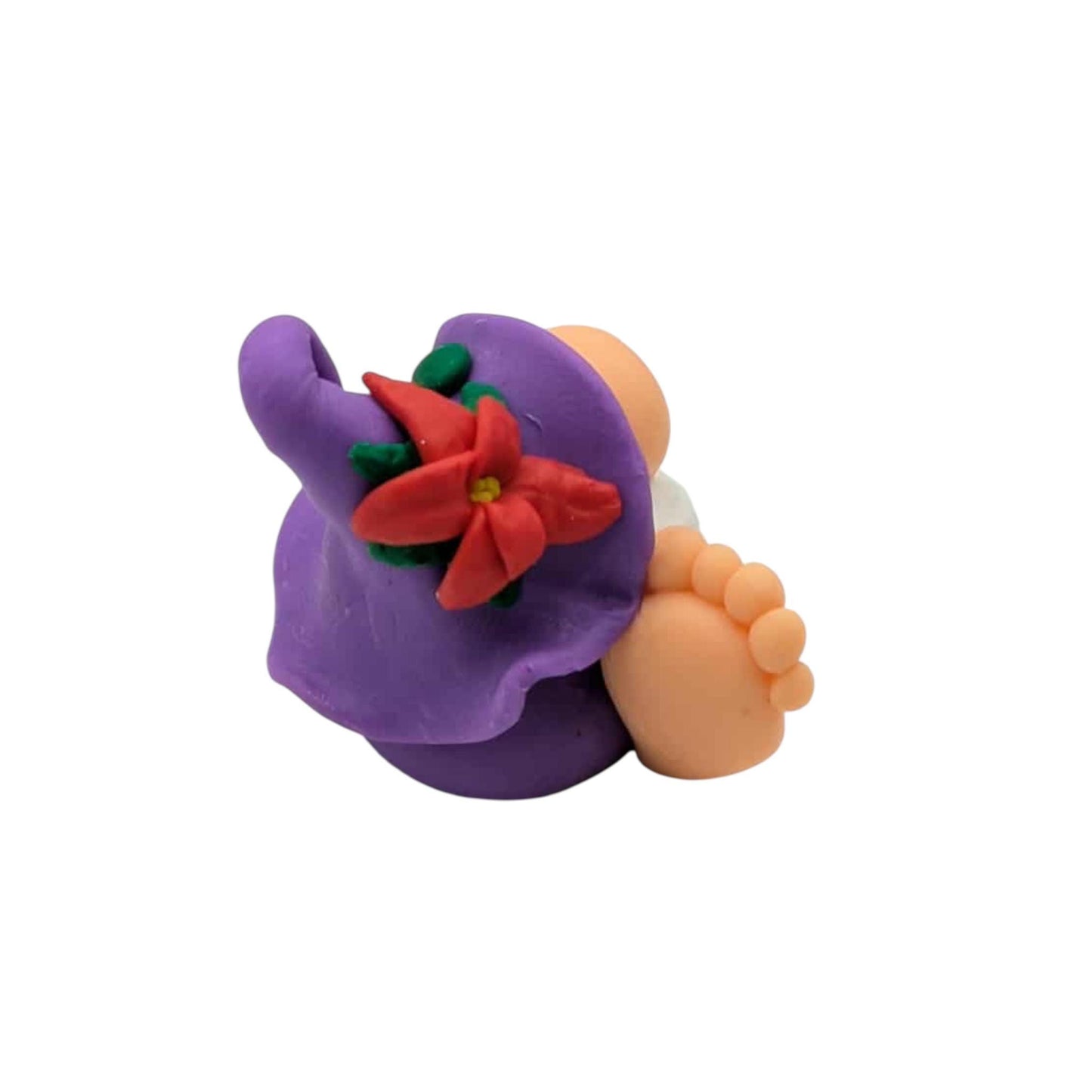 Purple Christmas Gnome Indoor Ornament - Polymer Clay Tomte Figurine