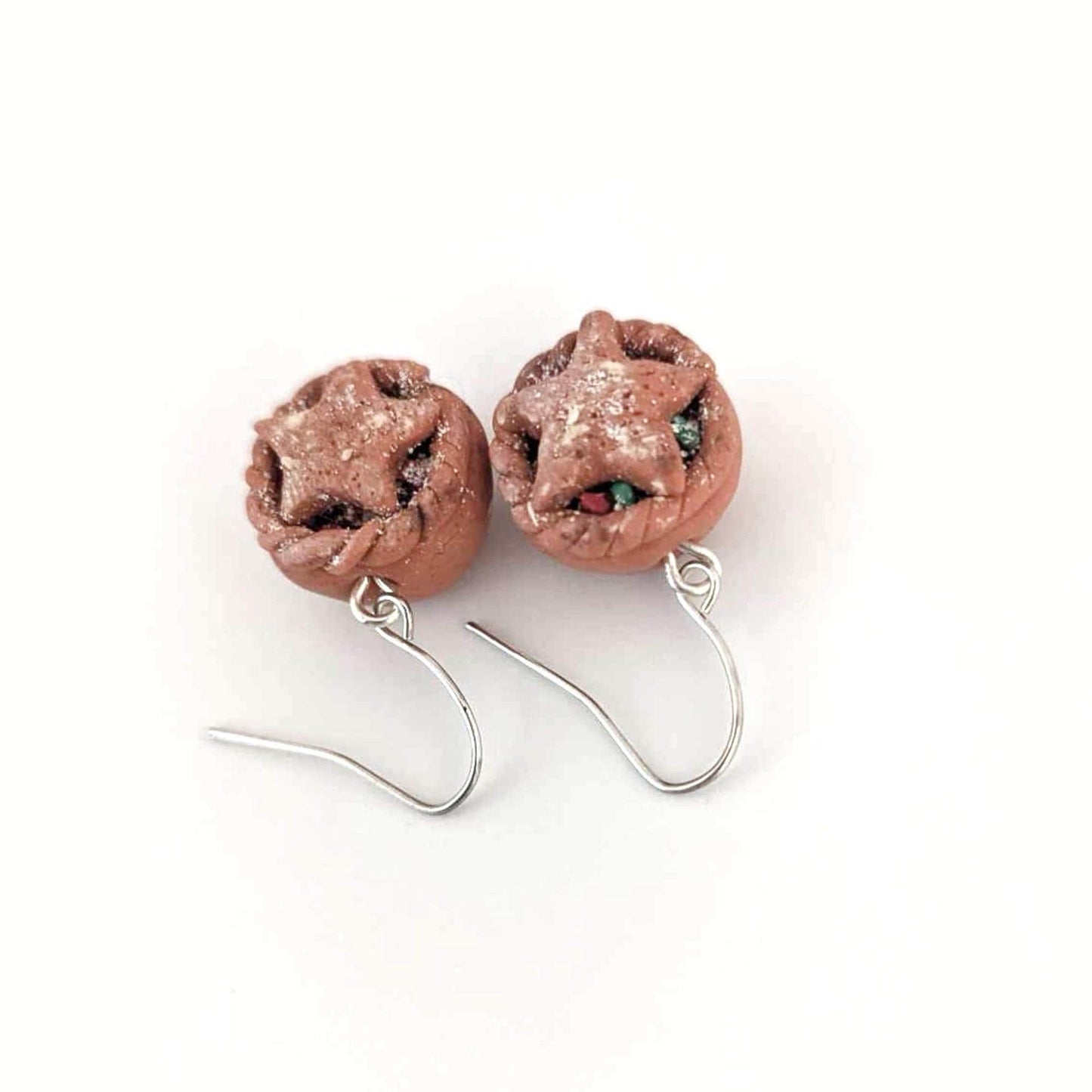 Mince Pie Christmas Earrings - Festive Star Holiday Food Jewellery