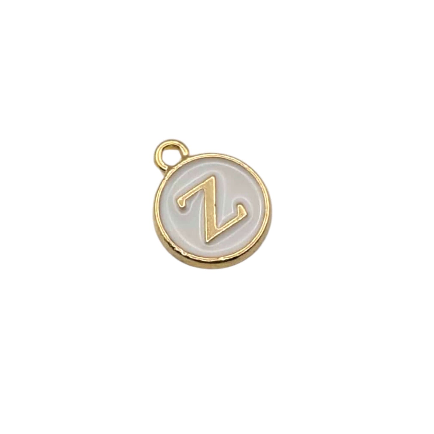 Gold pendant letter “ Z “ on white background