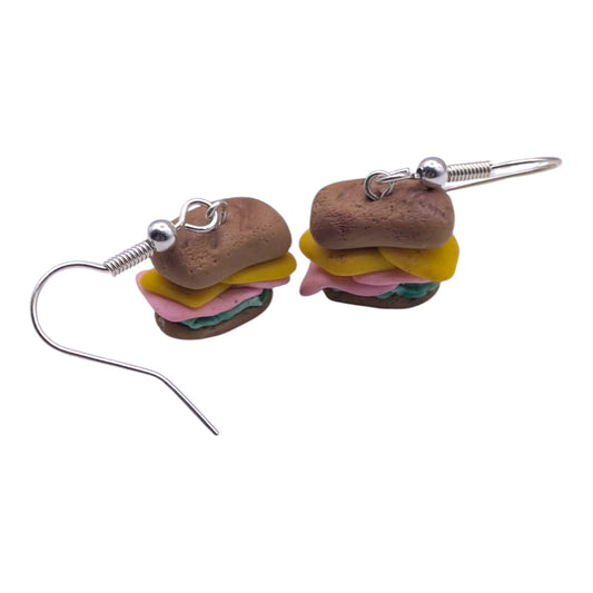 Miniature Subway Sandwich Earrings | Handmade Polymer Clay Food Jewellery