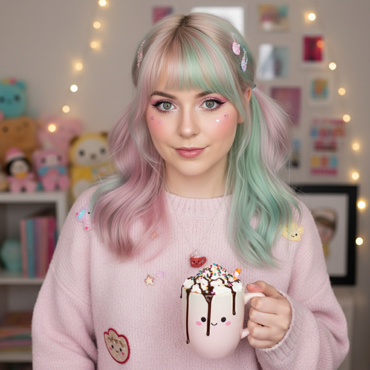 Kawaii style jewellery aesthetic female model 