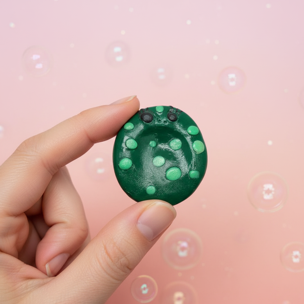 Handmade polymer clay sudden thumb fidget tools stress relief calming tools on pastel pink background