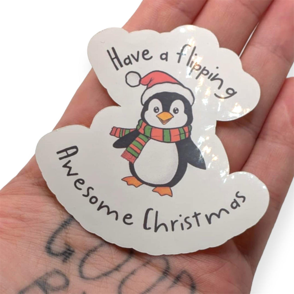 Cute Christmas Penguin Quote Sticker Festive Decal