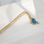 Handmade Blue Glitter Resin Ghost Necklace - Gold Plated Chain
