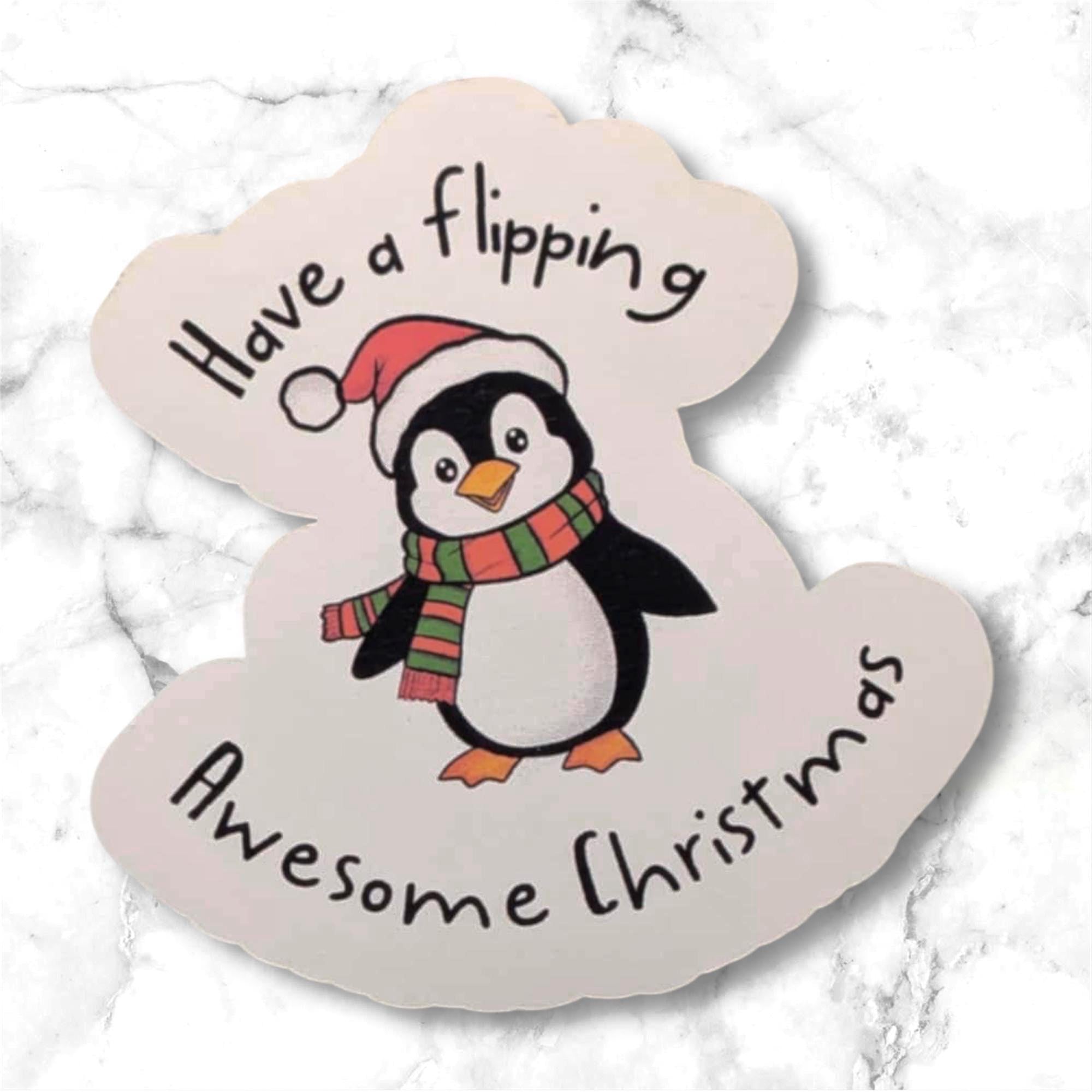 Cute Christmas Penguin Quote Sticker Festive Decal