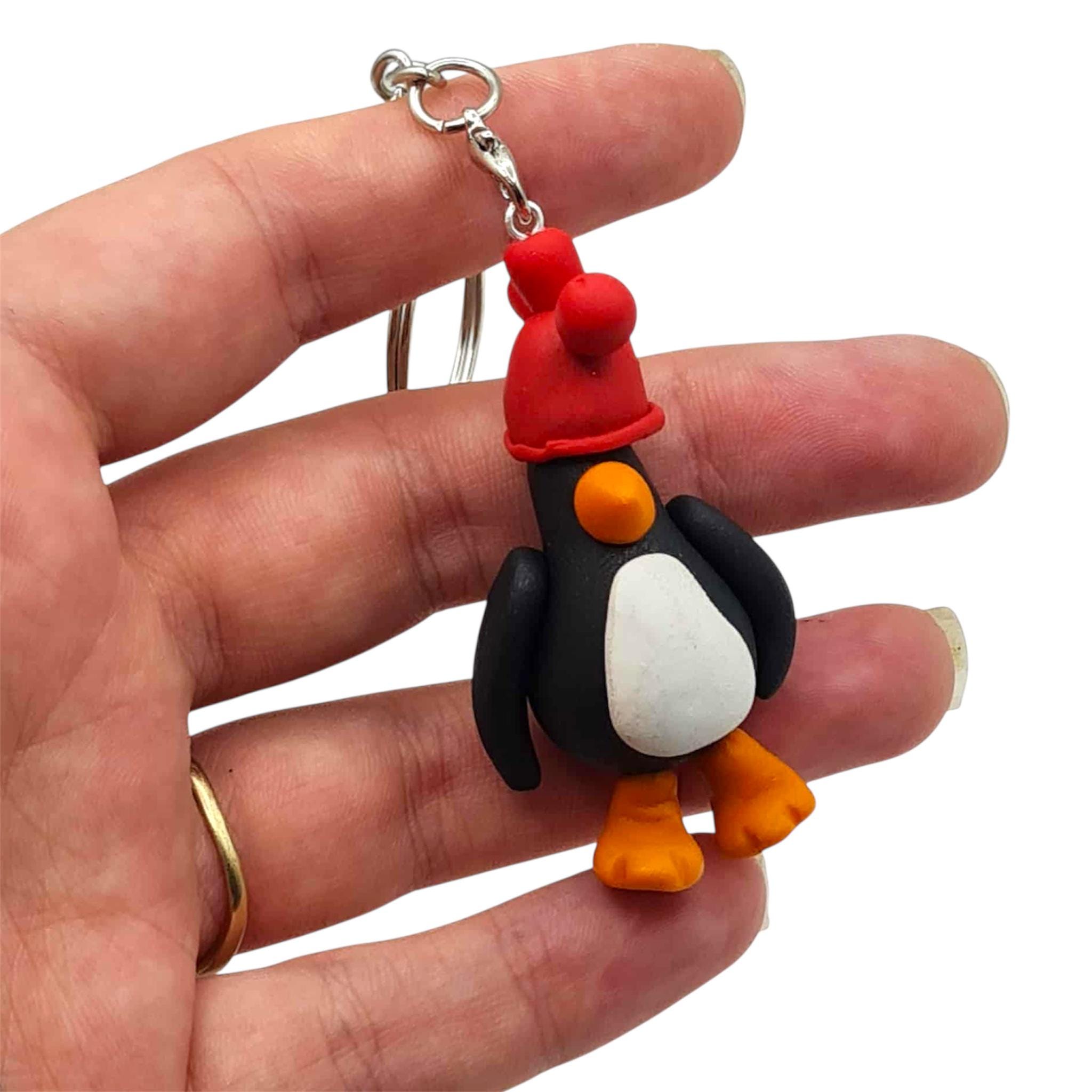 Novelty cartoon Penguin Keyring handmade polymer clay penguin