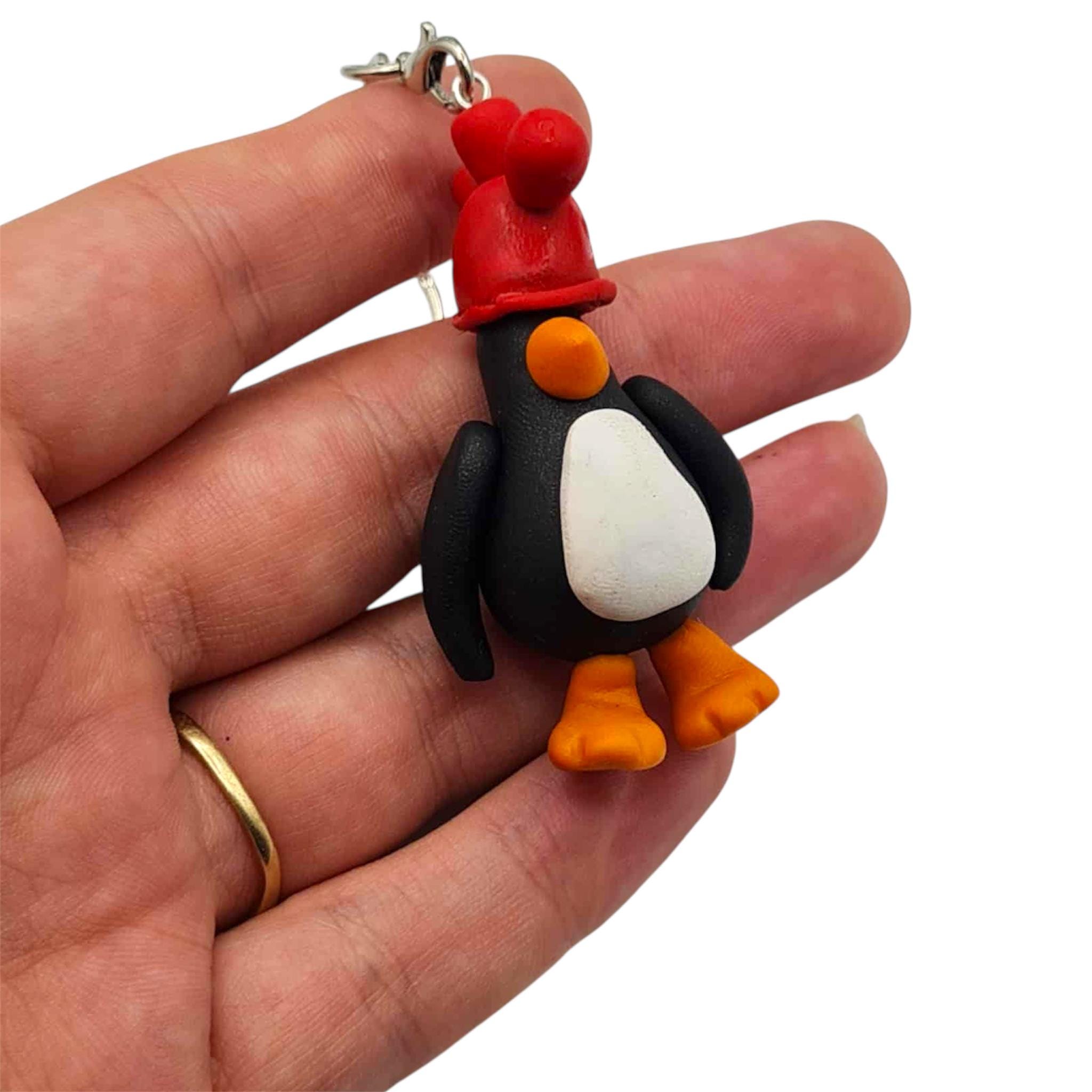 Novelty cartoon Penguin Keyring handmade quirky cartoon gift