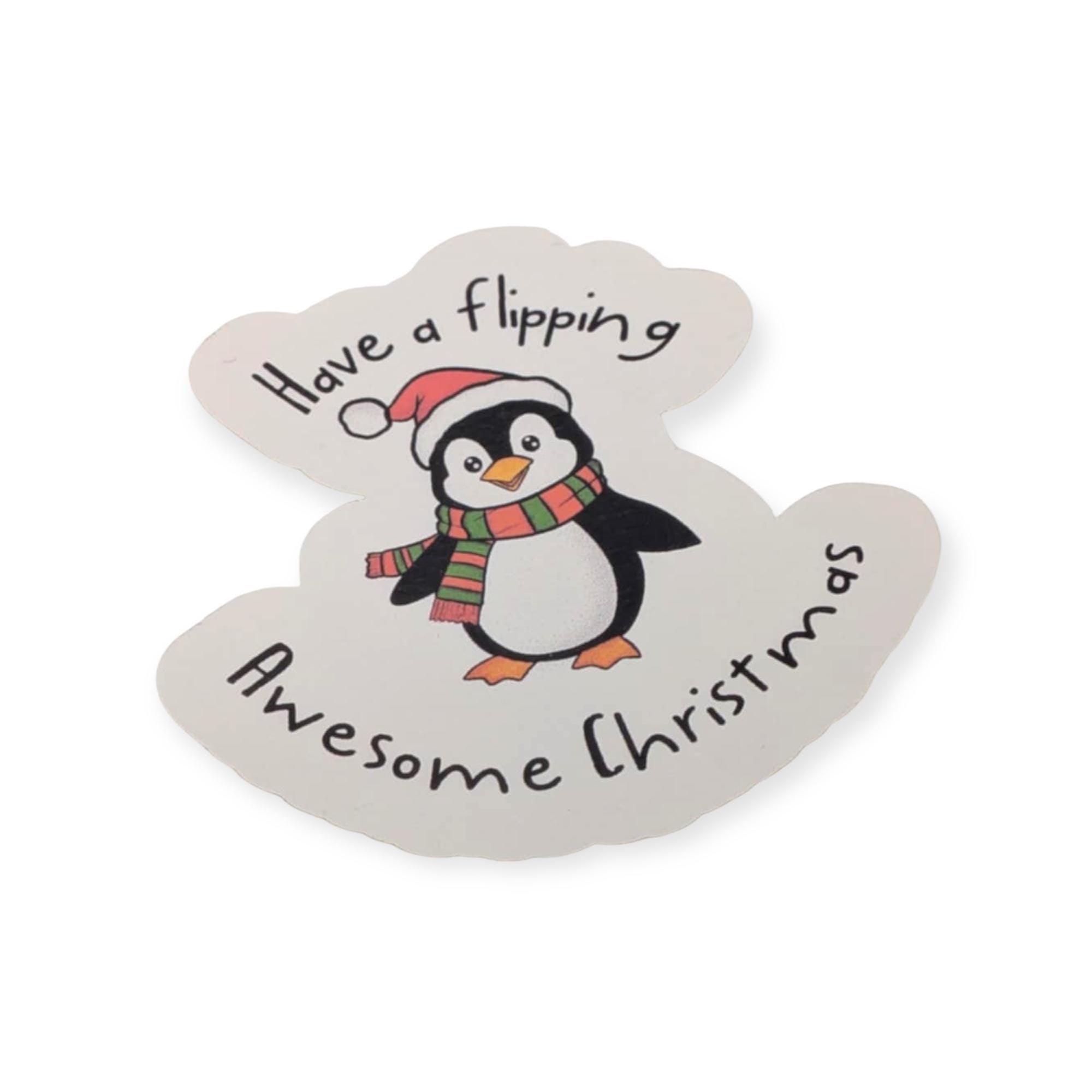 Cute Christmas Penguin Quote Sticker Festive Decal