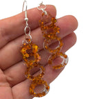 Resin Boo Dangle Earrings: Orange Glitter Halloween Jewellery