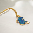 Handmade Blue Glitter Resin Ghost Necklace - Gold Plated Chain