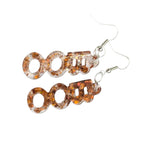 Resin Boo Dangle Earrings: Orange Glitter Halloween Jewellery