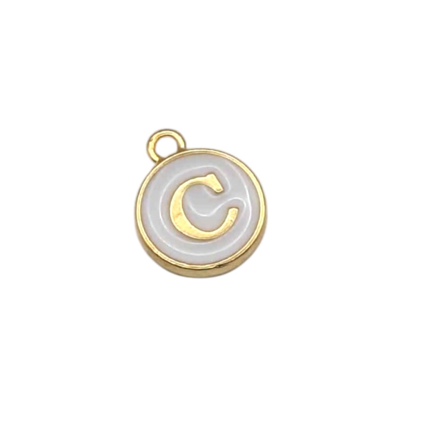 Gold and white pendant on a white background