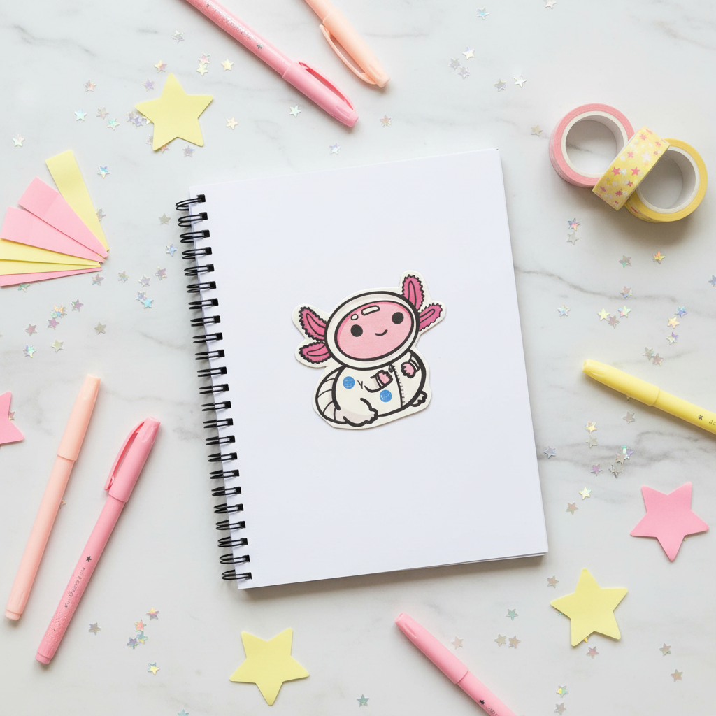 Kawaii Axolotl Astronaut Sticker