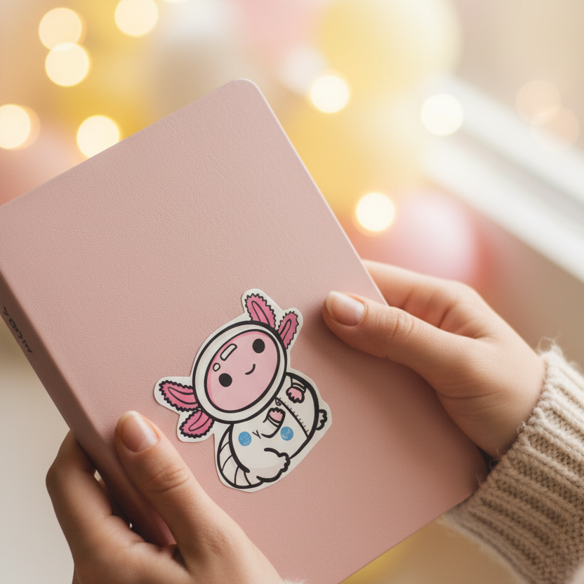 Kawaii Axolotl Astronaut Sticker