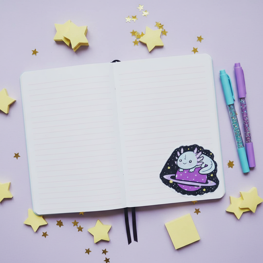 Kawaii Space Axolotl Sticker
