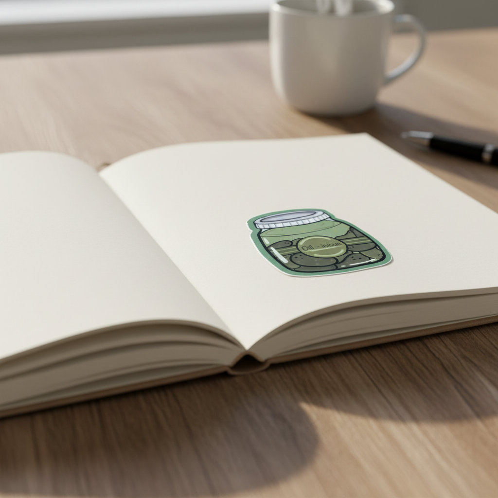 Pickle Jar Sticker, Hand Illustrated Vinyl Food Decal