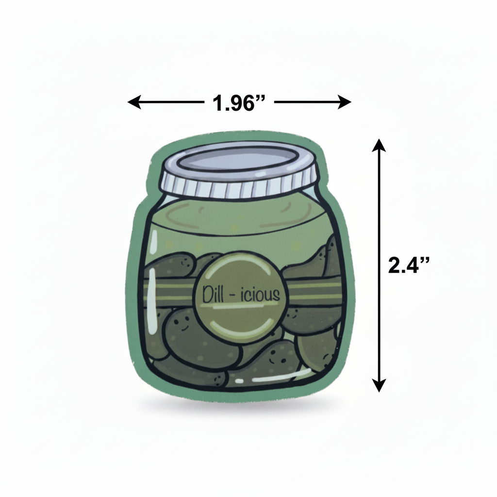 Pickle Jar Sticker, Hand Illustrated Vinyl Food Decal