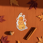 Pumpkin Stack Sticker, Autumn Vinyl Halloween Decal, Cute Face Pumpkin Lantern & Leaf Stickers