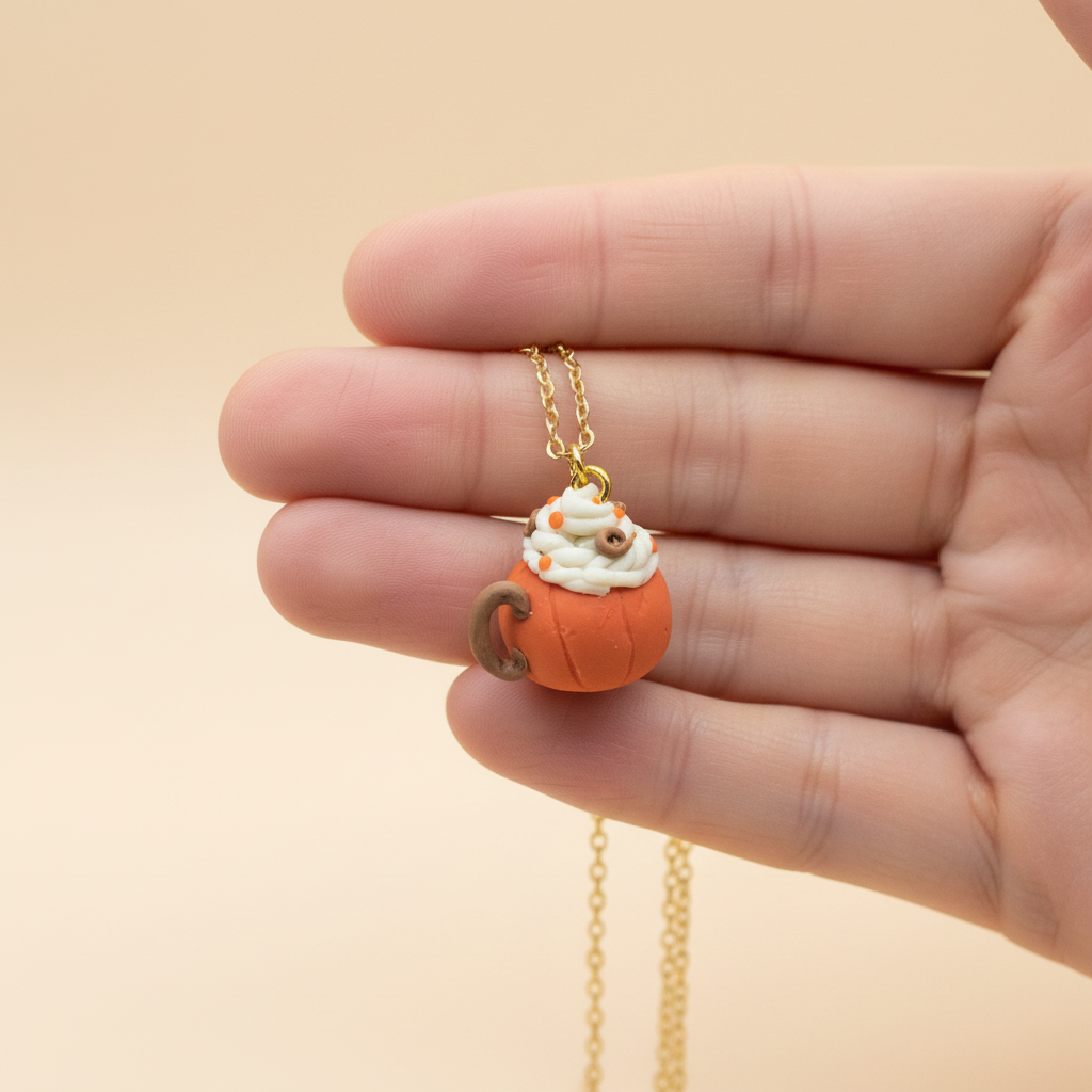 Pumpkin Latte Mug Necklace