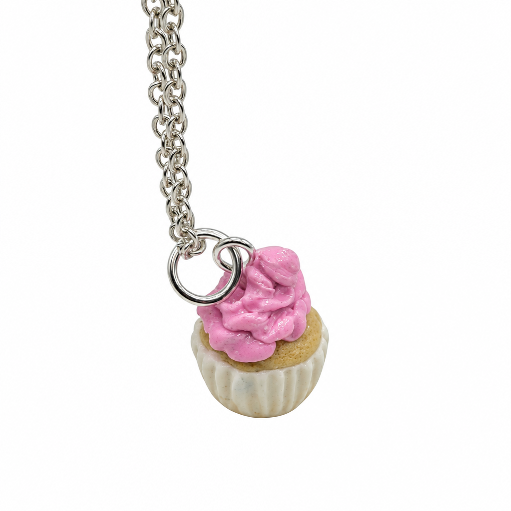 Pink cupcake necklace 