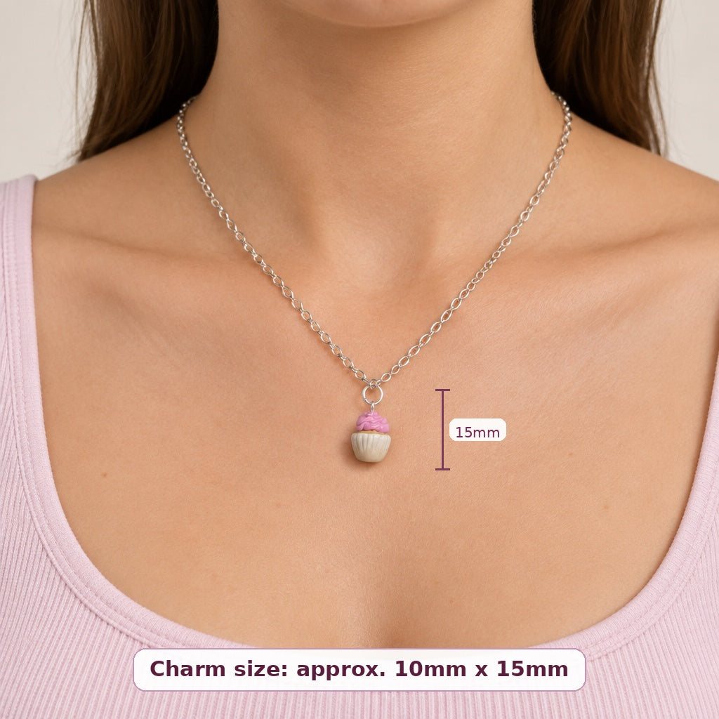 Pink cupcake necklace 