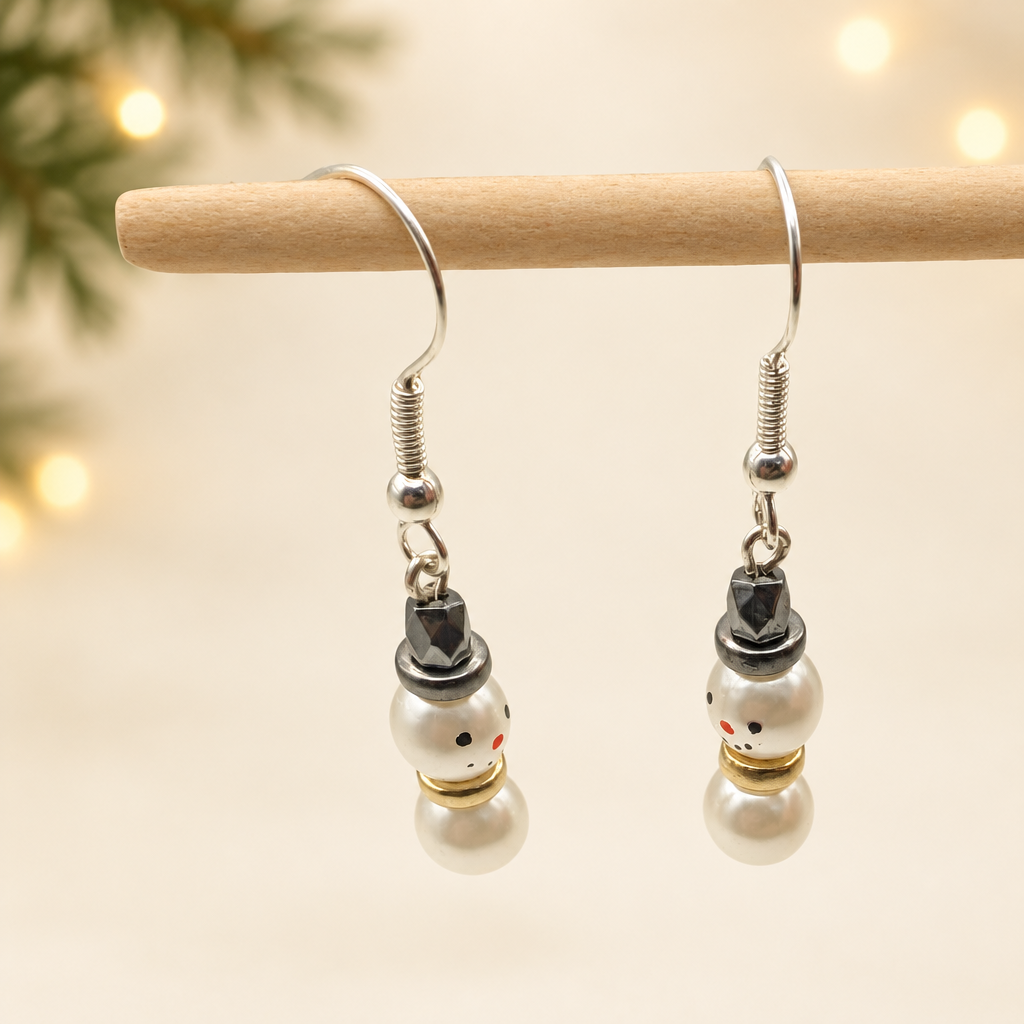 Snowman earrings stocking filler gift 