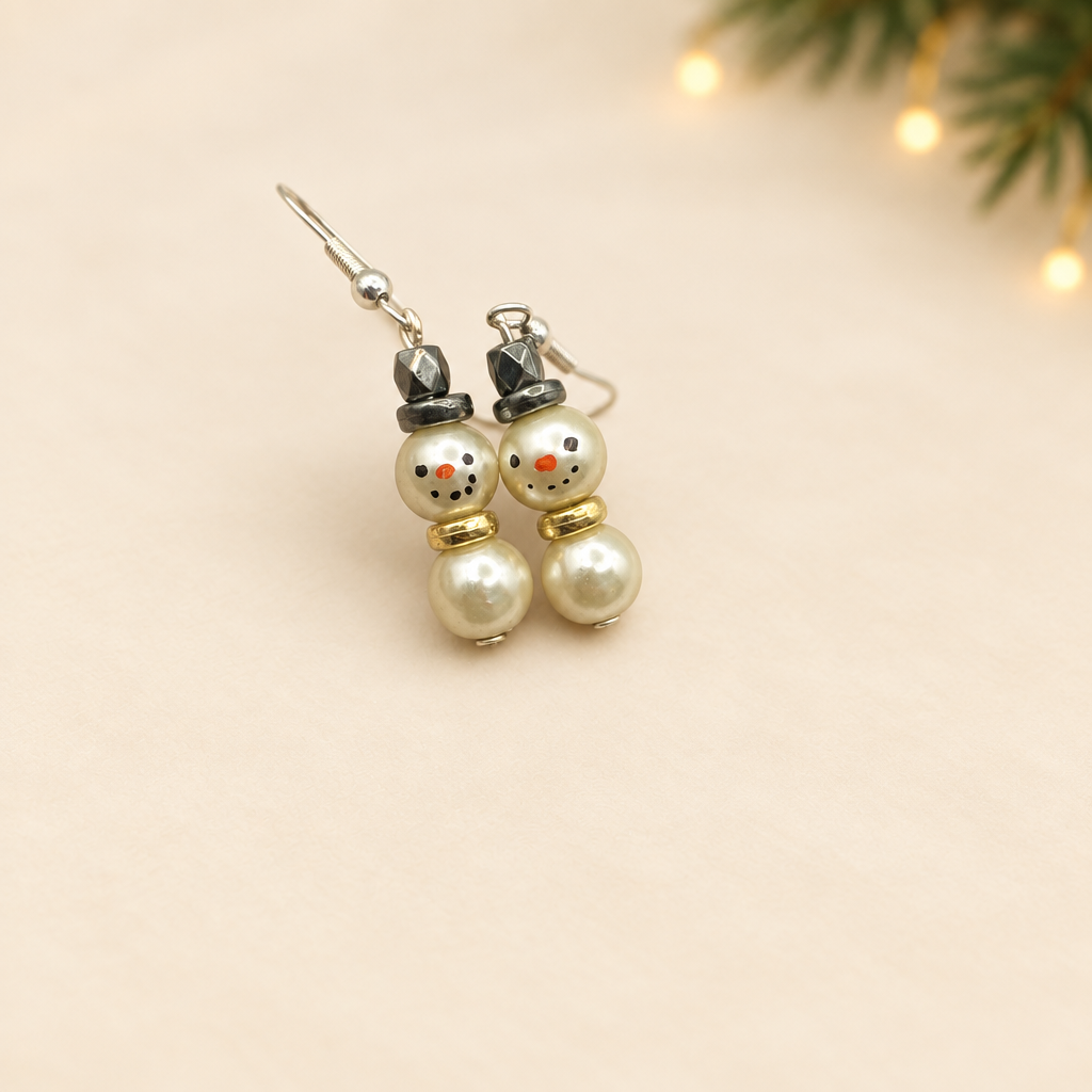 Festive Christmas snowman earrings 