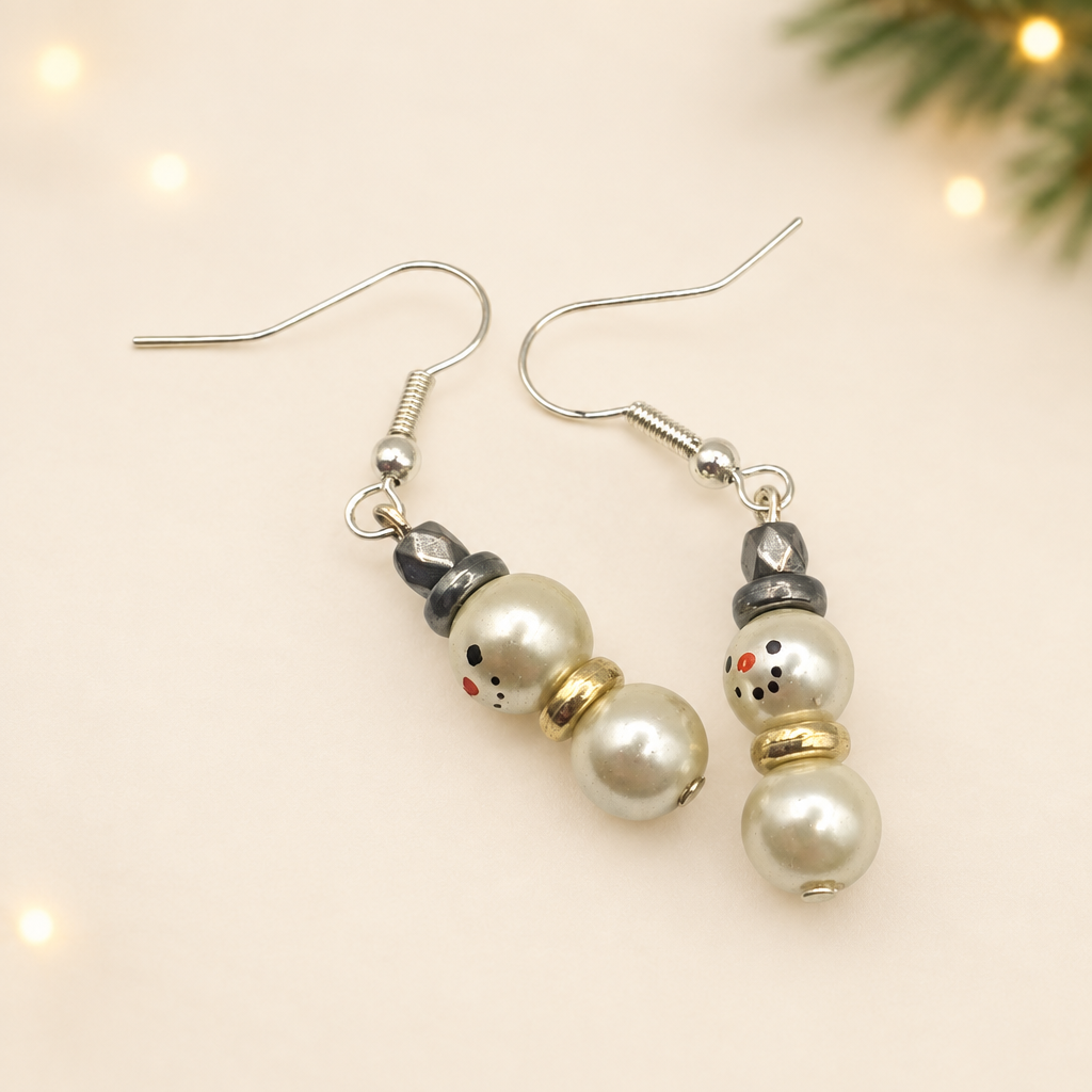 Cute snowman earrings handmade jewellery