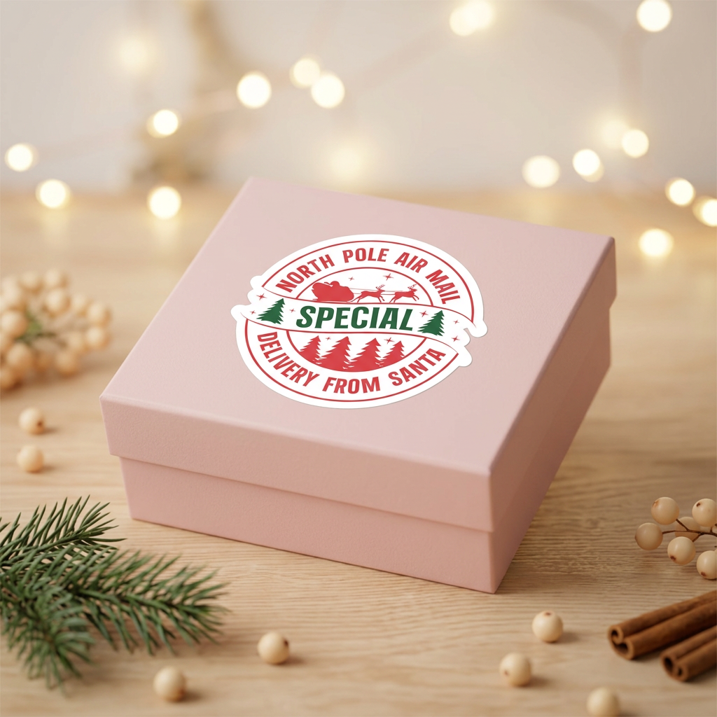 North Pole Gift Stickers, Christmas Delivery Sticker Labels