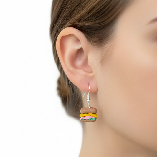 Miniature Subway Sandwich Earrings | Handmade Polymer Clay Food Jewellery