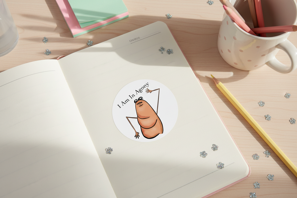 Marcus The Worm Sticker – I'm In Agony Glossy Die Cut Decal