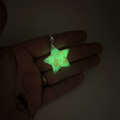 Glow in the Dark Star Necklace | Faceted Resin Pendant Handmade UK