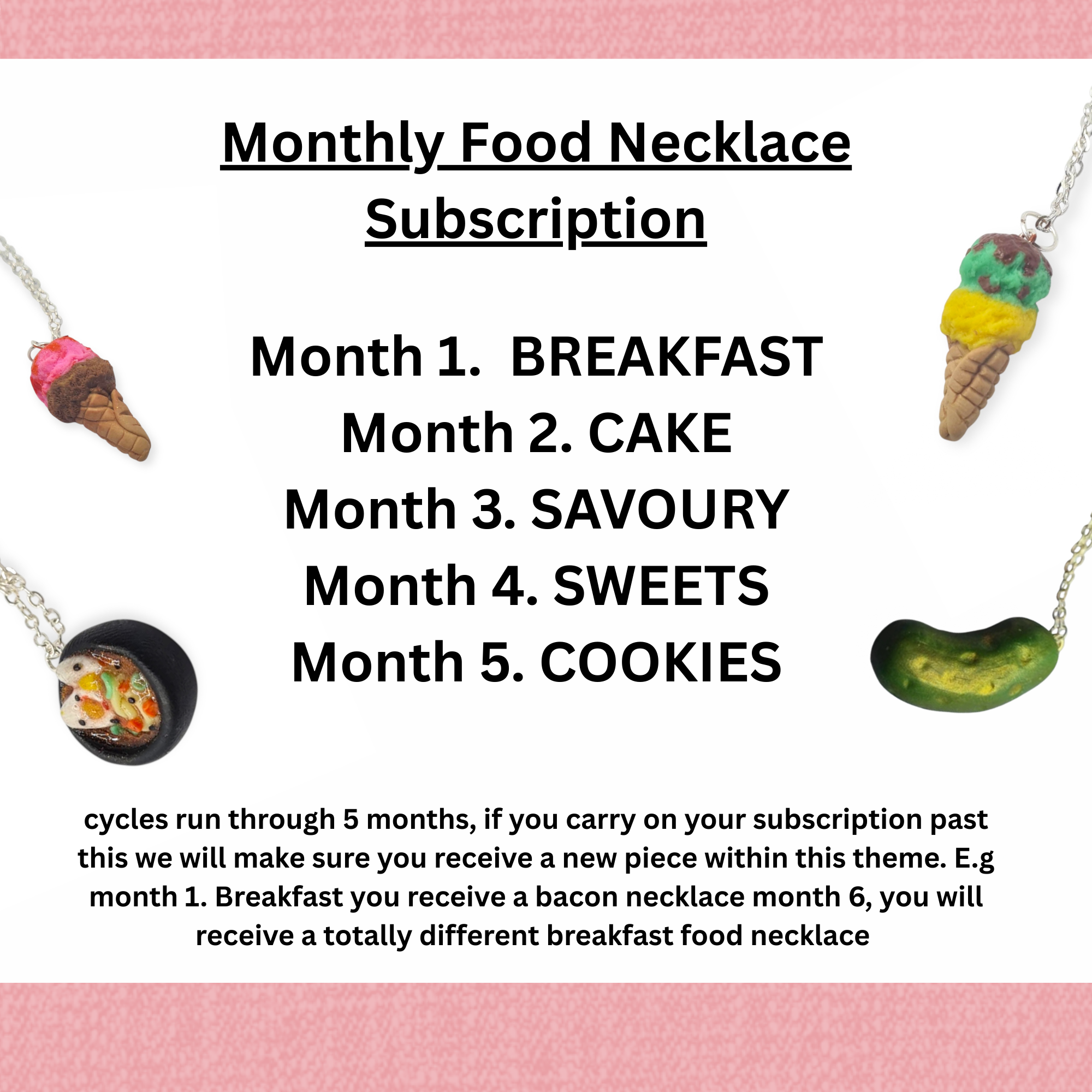 Mini Food Necklace Monthly