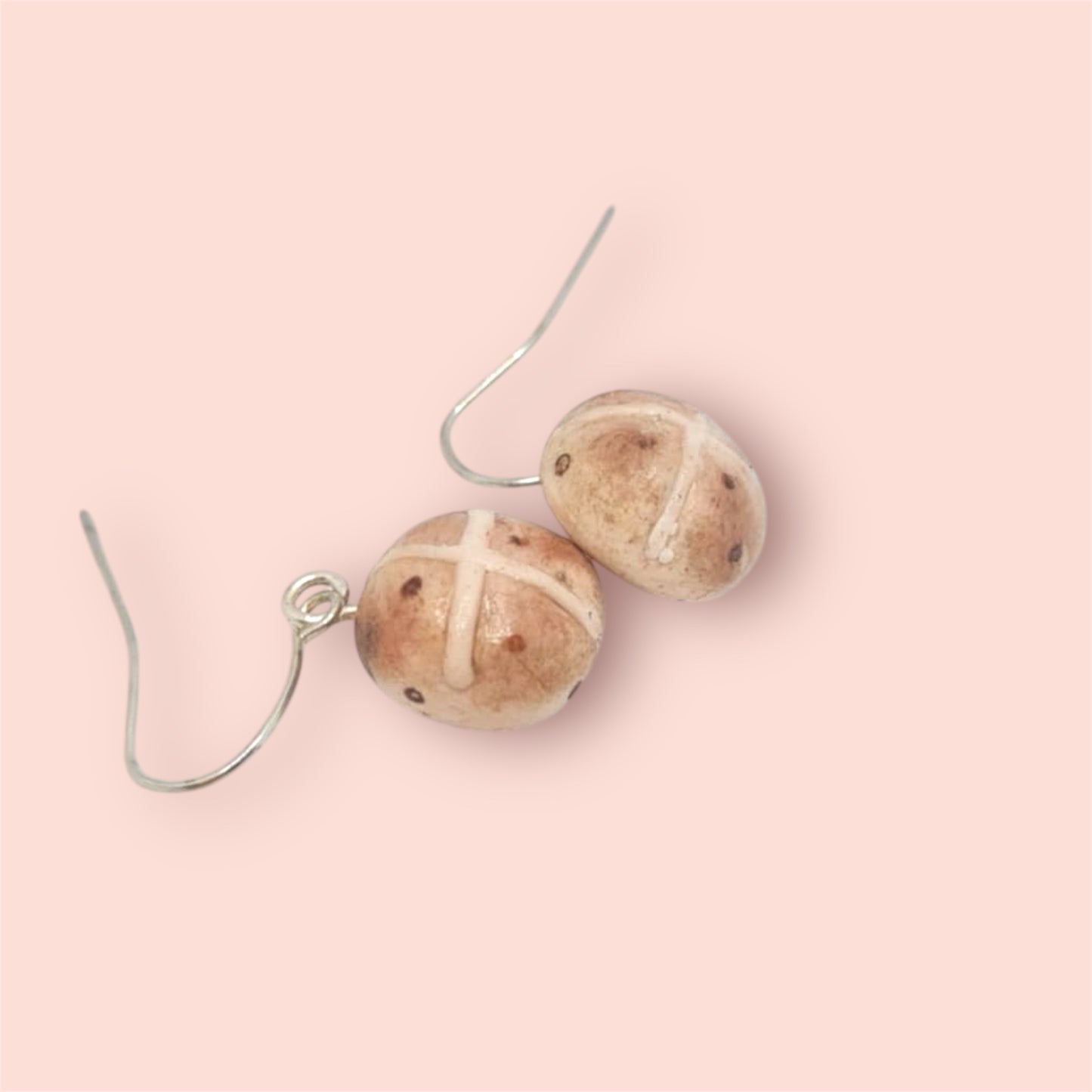 Hot Cross Bun Earrings - Handmade Polymer Clay Food Jewellery