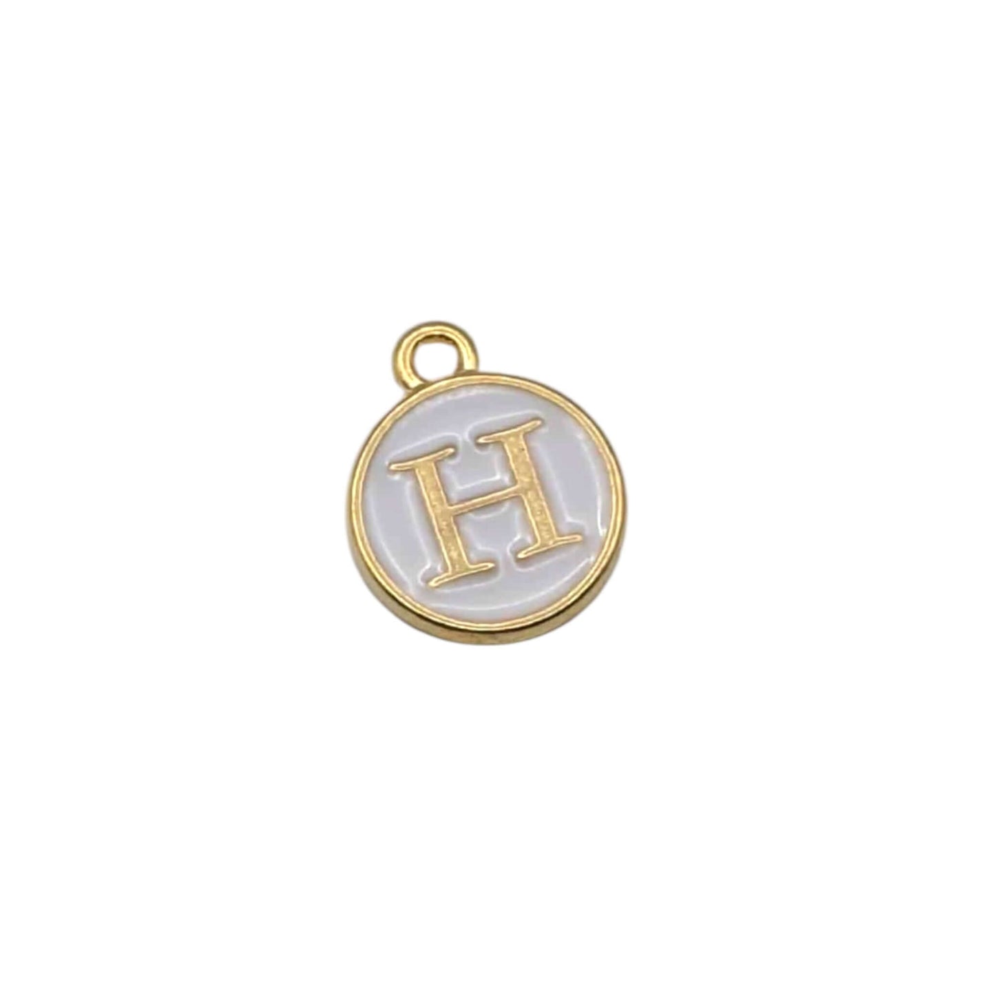 Gold pendant letter “ H “ on white background 