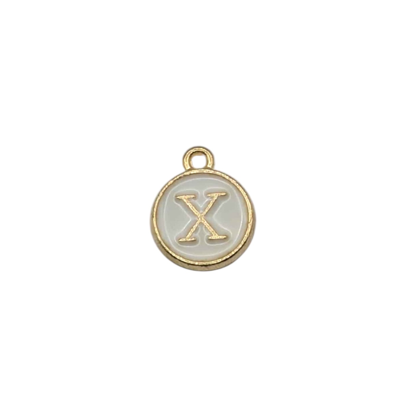 Gold pendant letter “ X “ on white background 