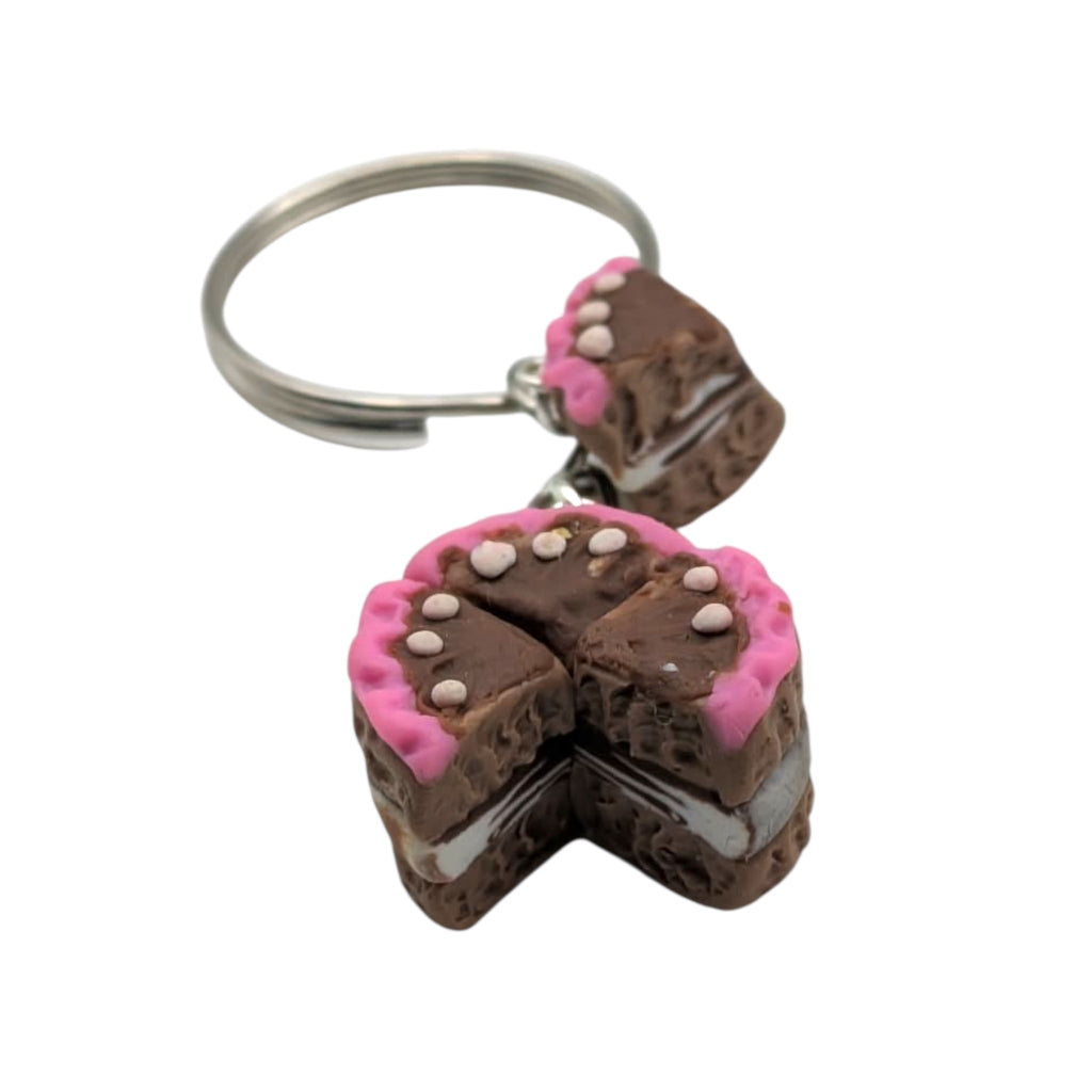 Cake Slice Keyring, Kawaii Food Bag Charm, Polymer Clay Keychain, Novelty Gift For Her