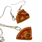 Pizza Slice Jewellery Set, Kawaii Food Necklace And Earrings, Polymer Clay, Novelty Gift For Her