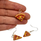 Pizza Slice Jewellery Set, Kawaii Food Necklace And Earrings, Polymer Clay, Novelty Gift For Her