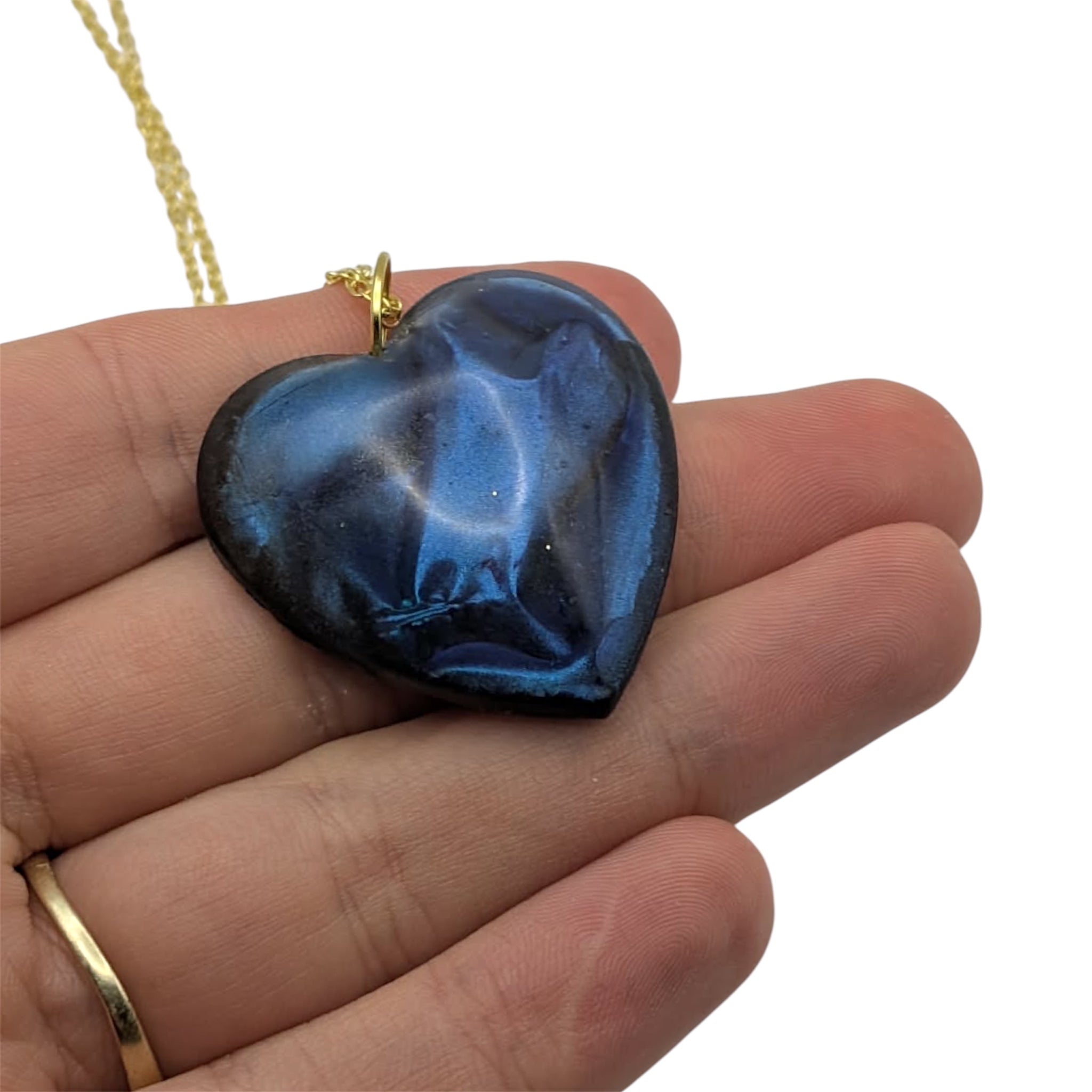 Blue Velvet Resin Heart Necklace