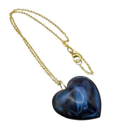 Blue Velvet Resin Heart Necklace
