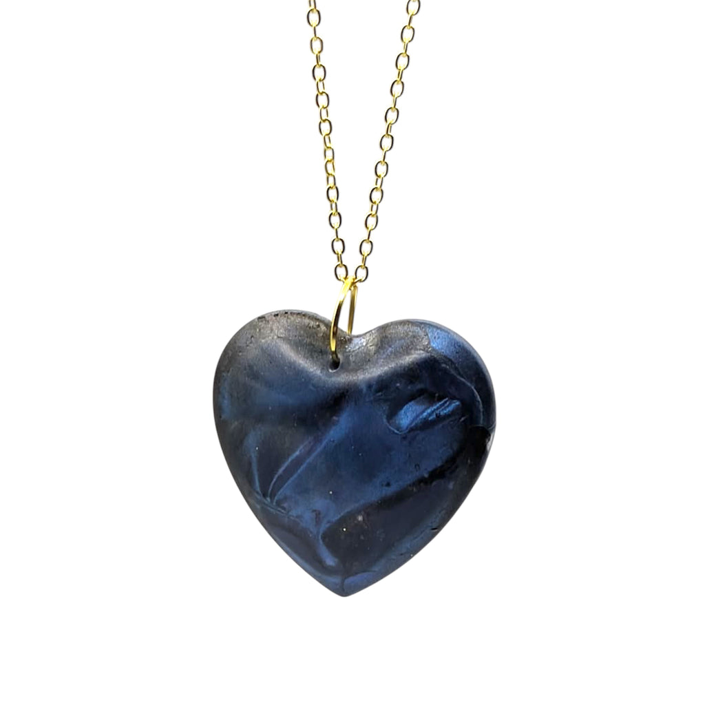 Blue Velvet Resin Heart Necklace