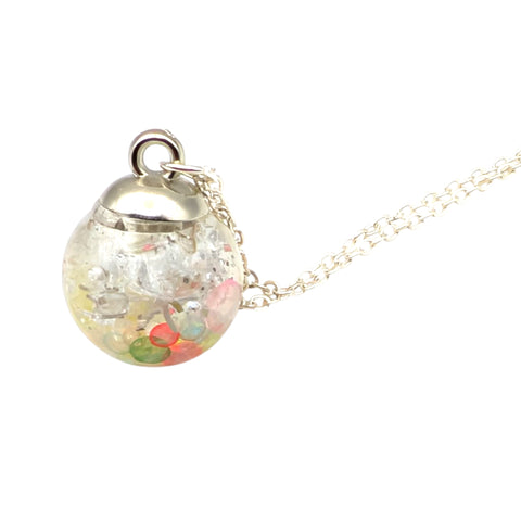Aurora Bubble Glass Orb Necklace | Iridescent Glass Pendant Handmade UK