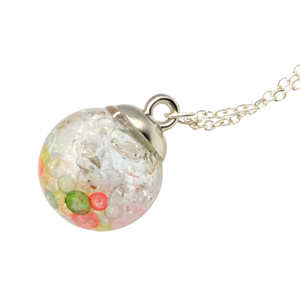 Aurora Bubble Glass Orb Necklace, Iridescent Glass Pendant, Magical Handmade Jewellery, Gift For Her