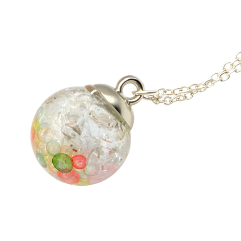Aurora Bubble Glass Orb Necklace | Iridescent Glass Pendant Handmade UK