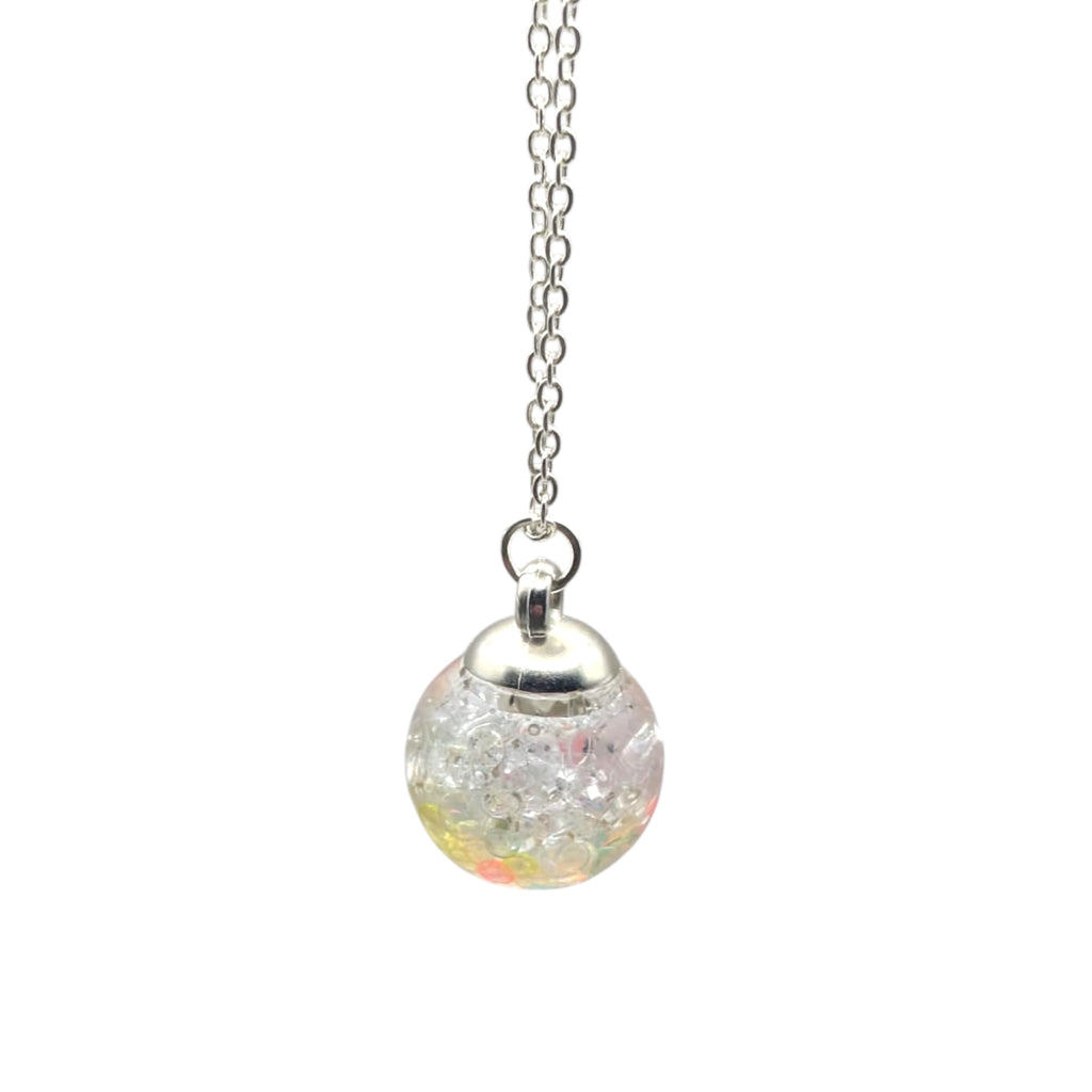 Aurora Bubble Glass Orb Necklace, Iridescent Glass Pendant, Magical Handmade Jewellery, Gift For Her