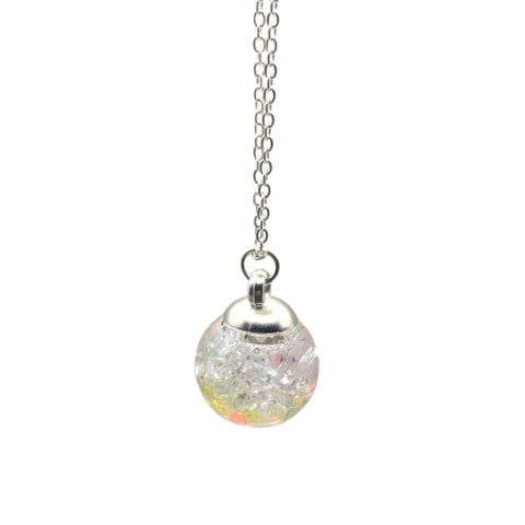 Aurora Bubble Glass Orb Necklace | Iridescent Glass Pendant Handmade UK