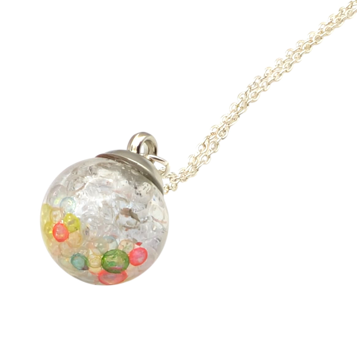 Aurora Bubble Glass Orb Necklace | Iridescent Glass Pendant Handmade UK