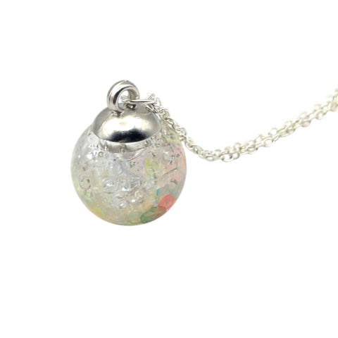 Aurora Bubble Glass Orb Necklace | Iridescent Glass Pendant Handmade UK