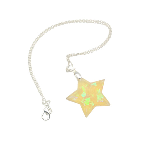 Glow in the Dark Star Necklace | Faceted Resin Pendant Handmade UK